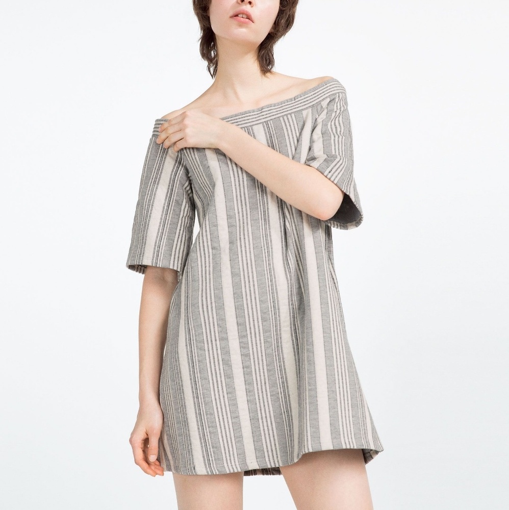 ZARA Trafaluc Jacquard T-Shirt Dress